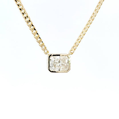 Cuban Chain Necklace With Emerald Cut Stone