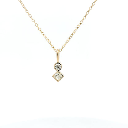 Diamond 2 Stone Pendant Necklace