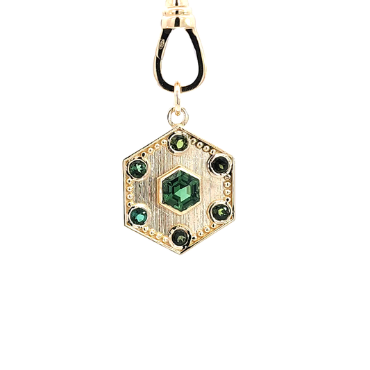 Chrome Tourmaline Hexagon Pendant