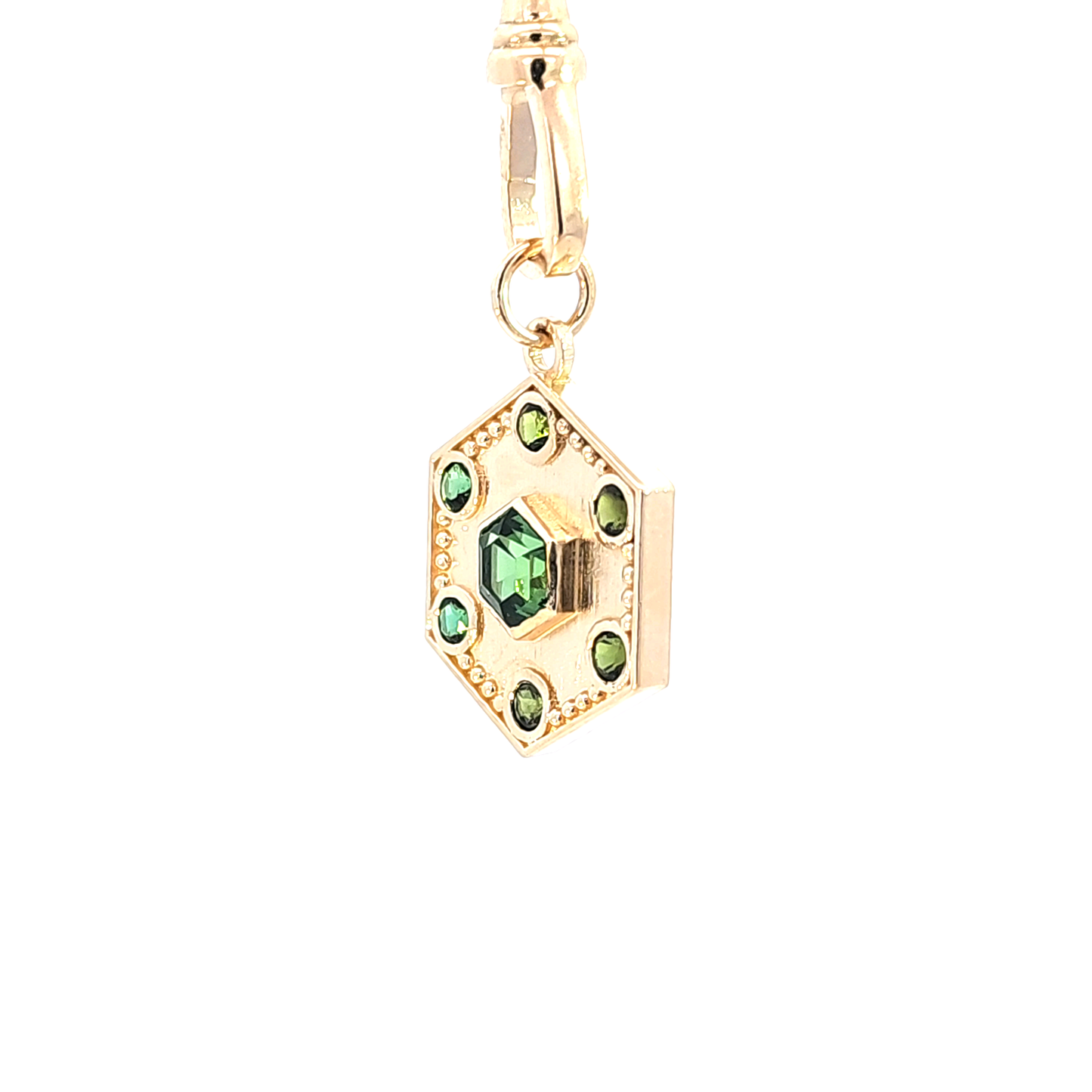 Chrome Tourmaline Hexagon Pendant