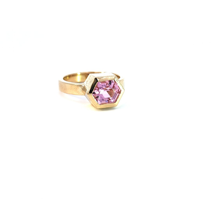 Pink Tourmaline Hexagon Ring