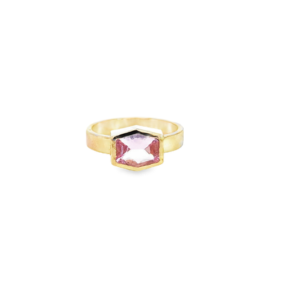 Pink Sapphire Hexagon Ring