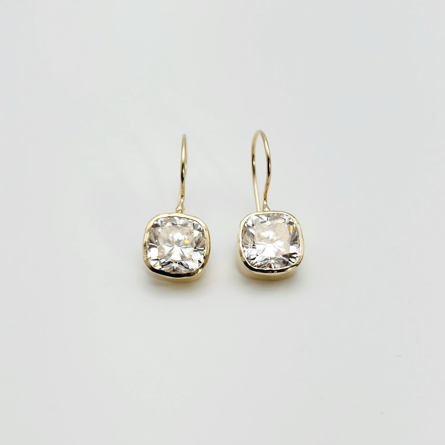 Cushion Moissanite Dangle Earrings