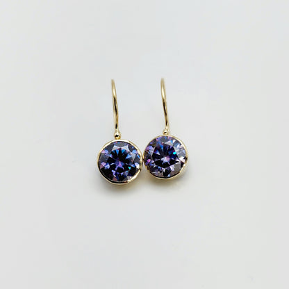 Purple Moissanite Dangle Earrings