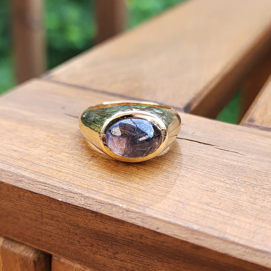 Mermaid Tanzanite Cabochon Signet Ring