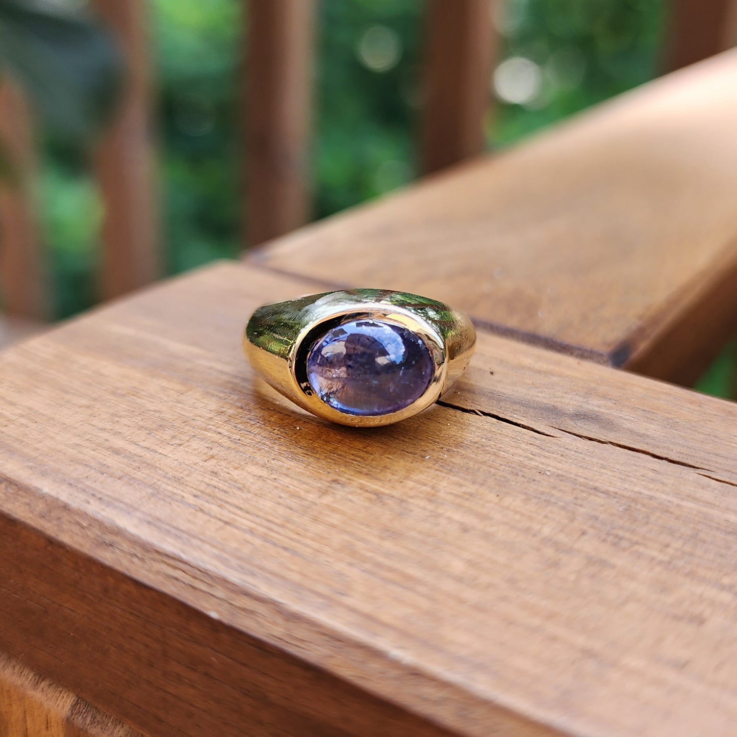 Mermaid Tanzanite Cabochon Signet Ring