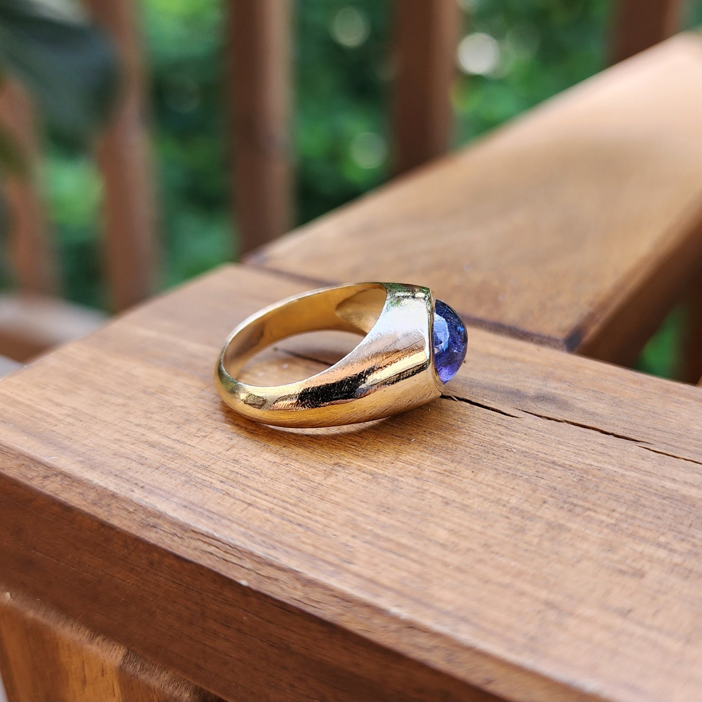 Mermaid Tanzanite Cabochon Signet Ring