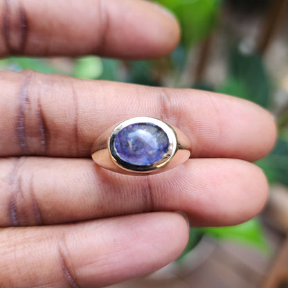 Mermaid Tanzanite Cabochon Signet Ring