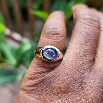 Mermaid Tanzanite Cabochon Signet Ring