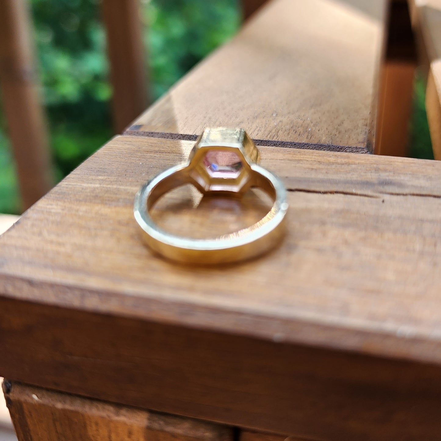 Pink Tourmaline Hexagon Ring