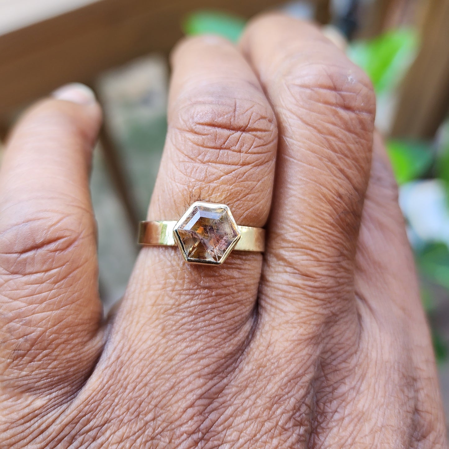 Sunstone Hexagon Ring