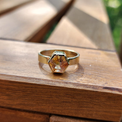 Sunstone Hexagon Ring