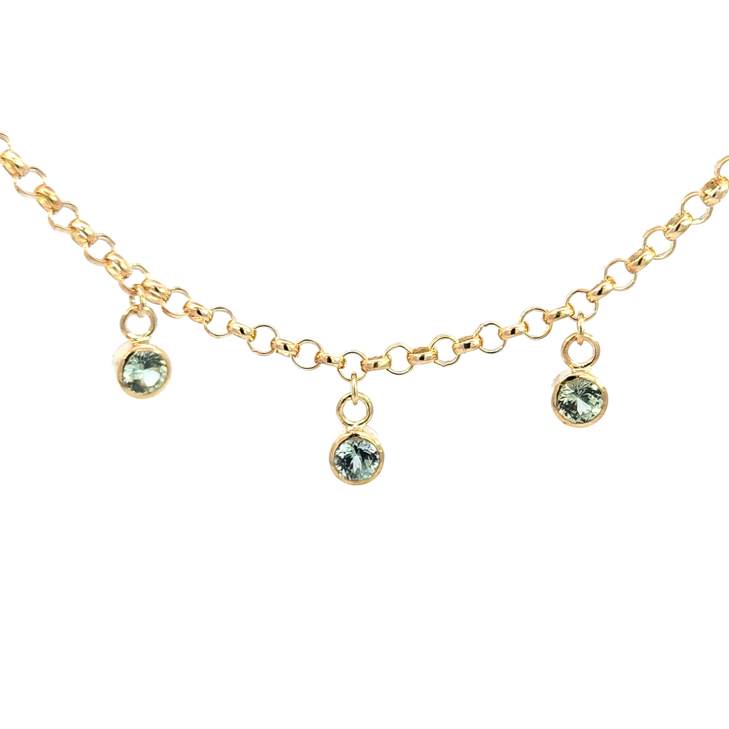 Rolo Chain Sapphire Charms Necklace