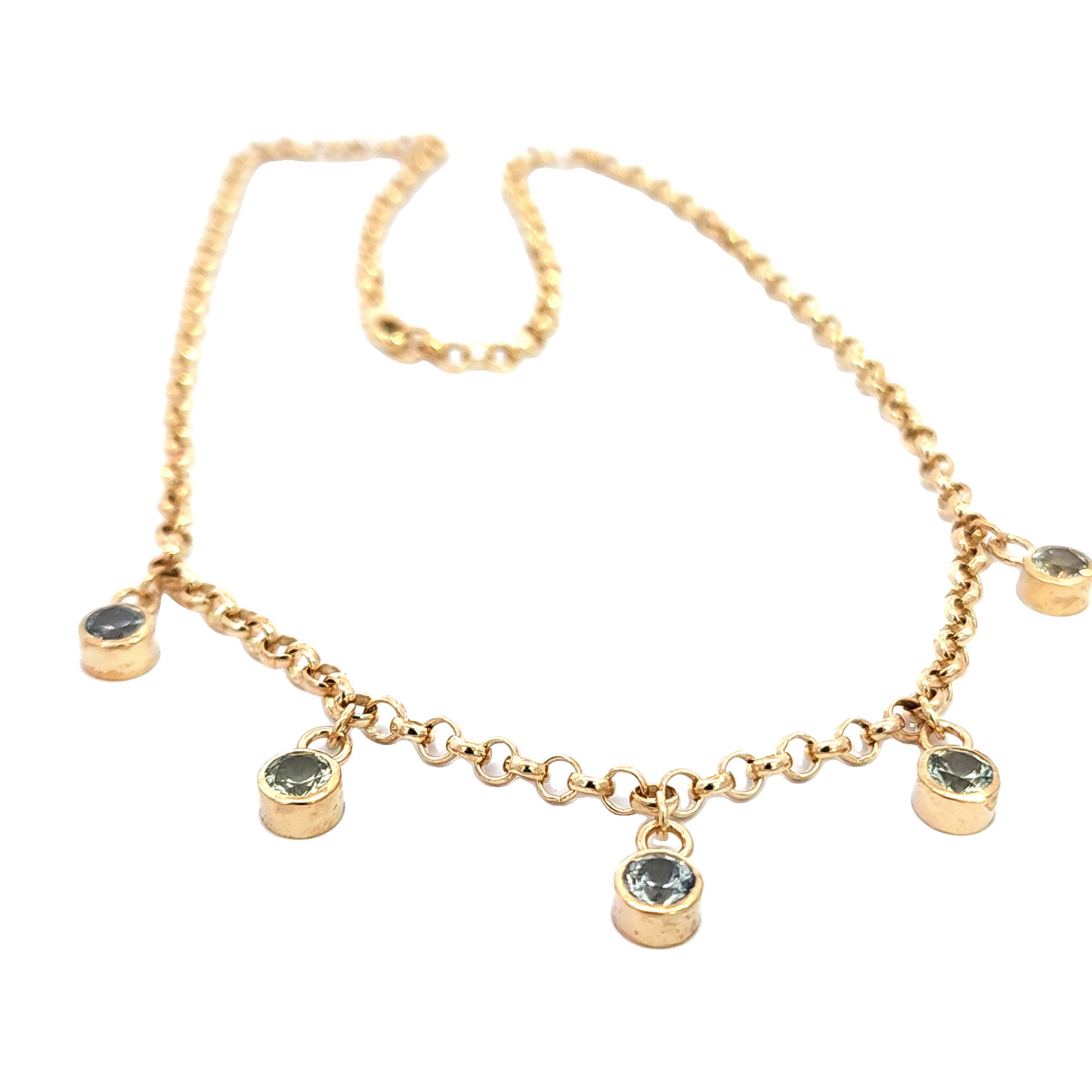 Rolo Chain Sapphire Charms Necklace