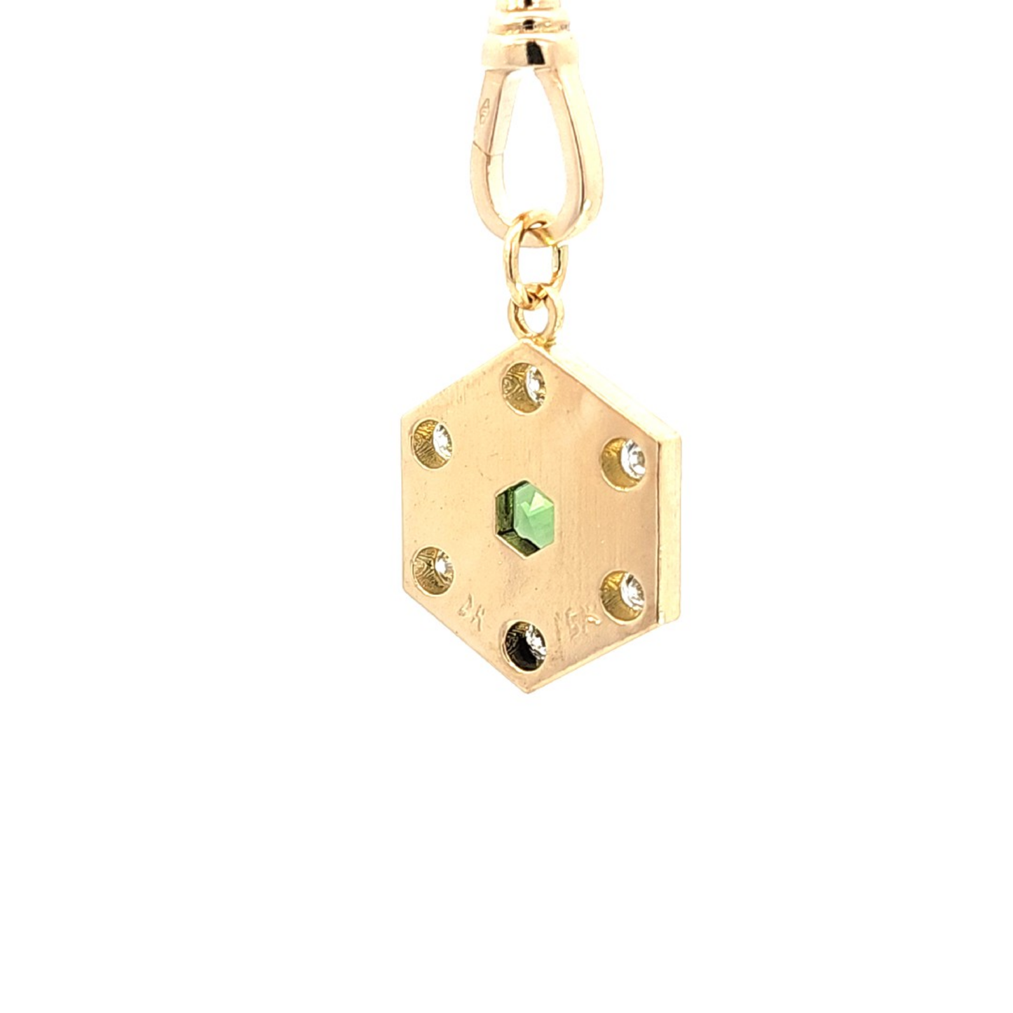 Chrome Tourmaline & Diamonds Hexagon Pendant