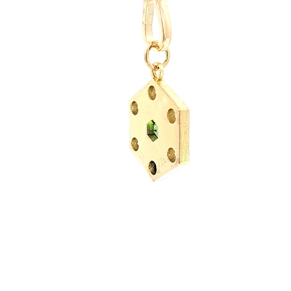 Chrome Tourmaline & Diamonds Hexagon Pendant