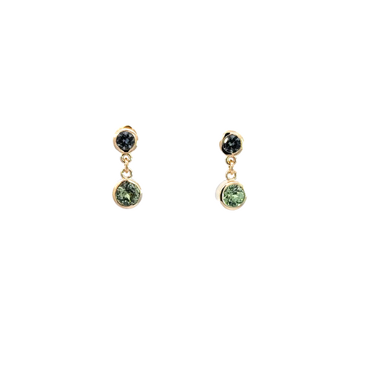 Demantoid Garnet & Sapphire Drop Earrings