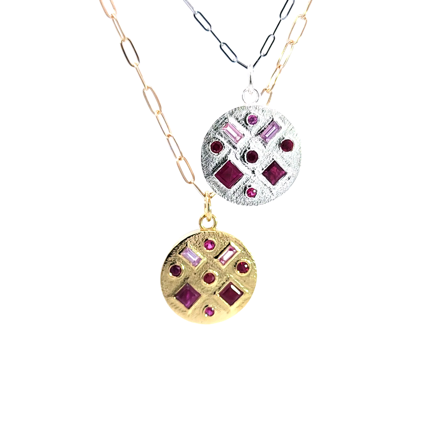 Multi Shape Gem Pendant, Sapphire & Ruby