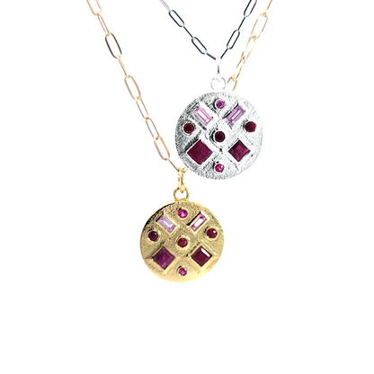 Multi Shape Gem Pendant, Sapphire & Ruby