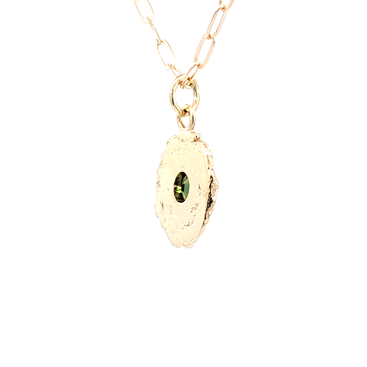 Green Sapphires Oval Molten Pendant