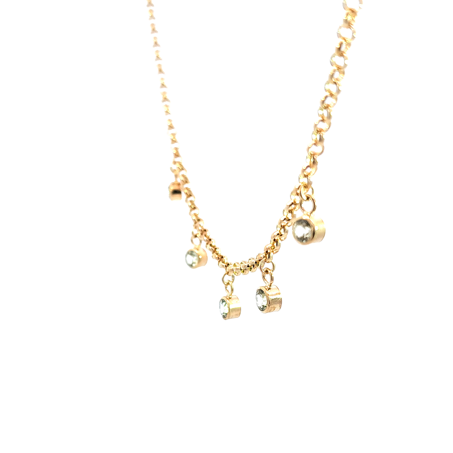 Rolo Chain Sapphire Charms Necklace