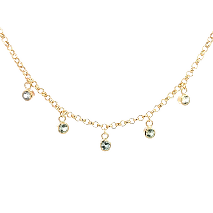 Rolo Chain Sapphire Charms Necklace