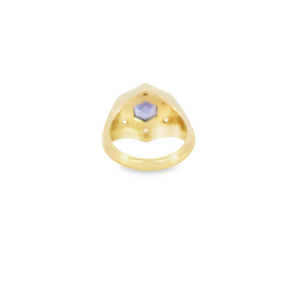 Tanzanite & Diamonds Hexagon Ring