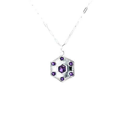 Sterling Silver Hexagon Pendant