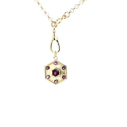 Malaya & Rhodolite Garnet Hexagon Pendant