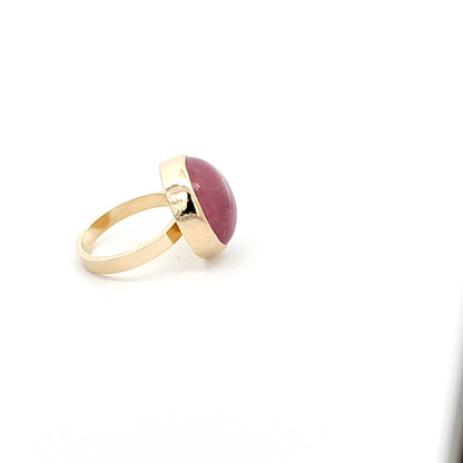 Pink Tourmaline Cabochon Ring