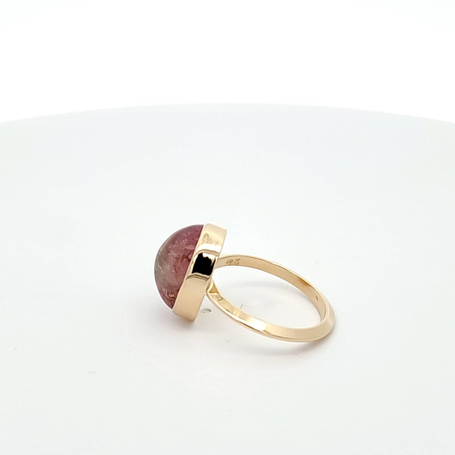 Pink Tourmaline Cabochon Knife Edge Ring