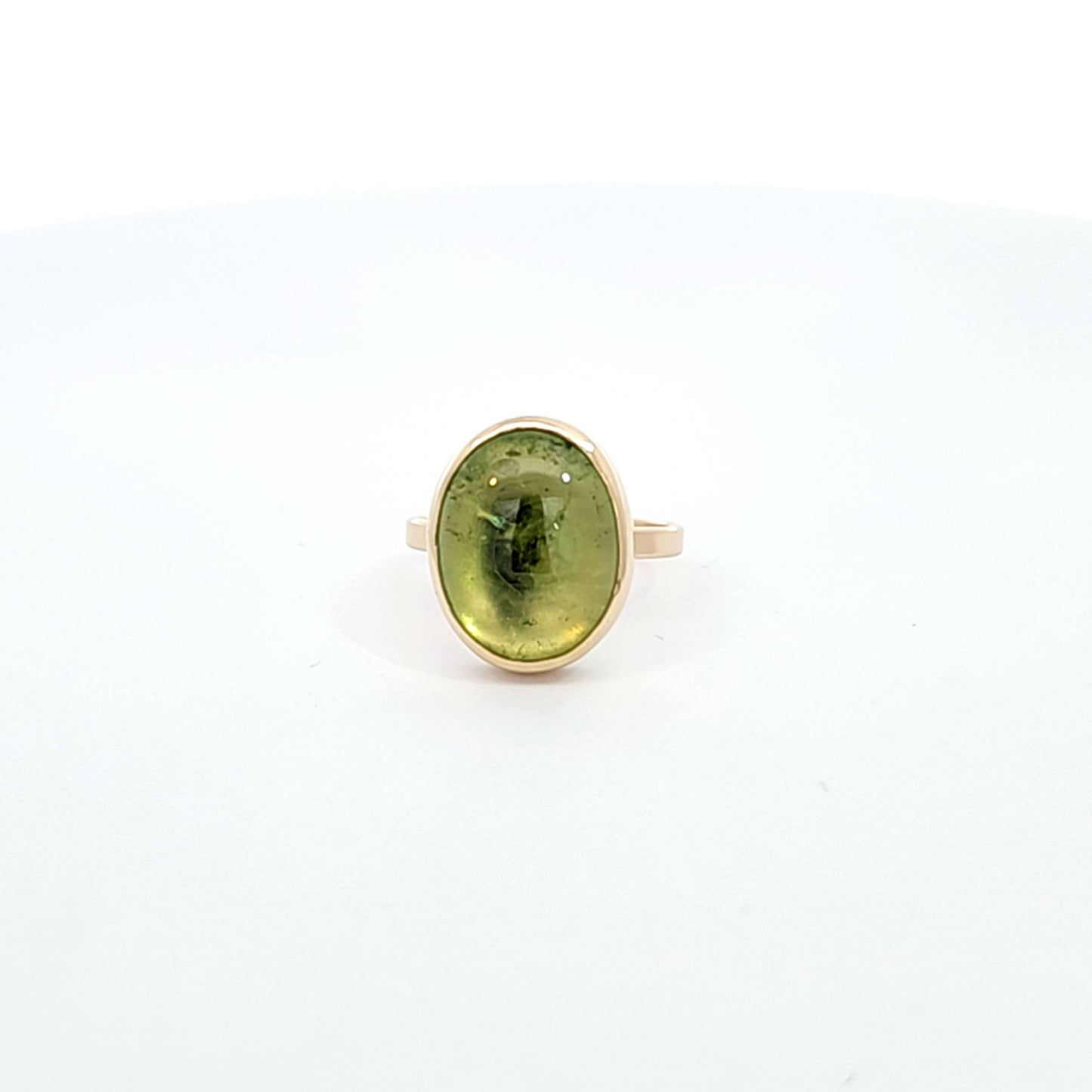 Oval Green Tourmaline Cabochon Ring