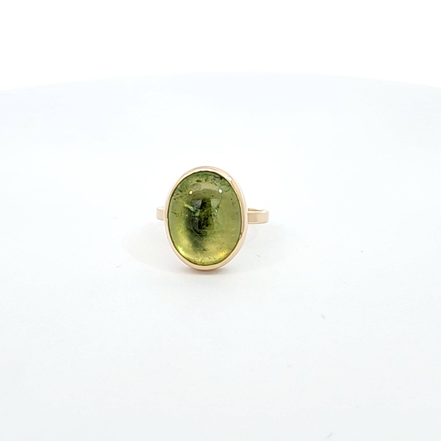 Oval Green Tourmaline Cabochon Ring