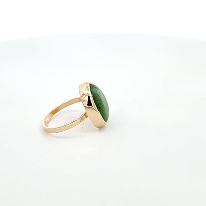 Oval Green Tourmaline Cabochon Ring