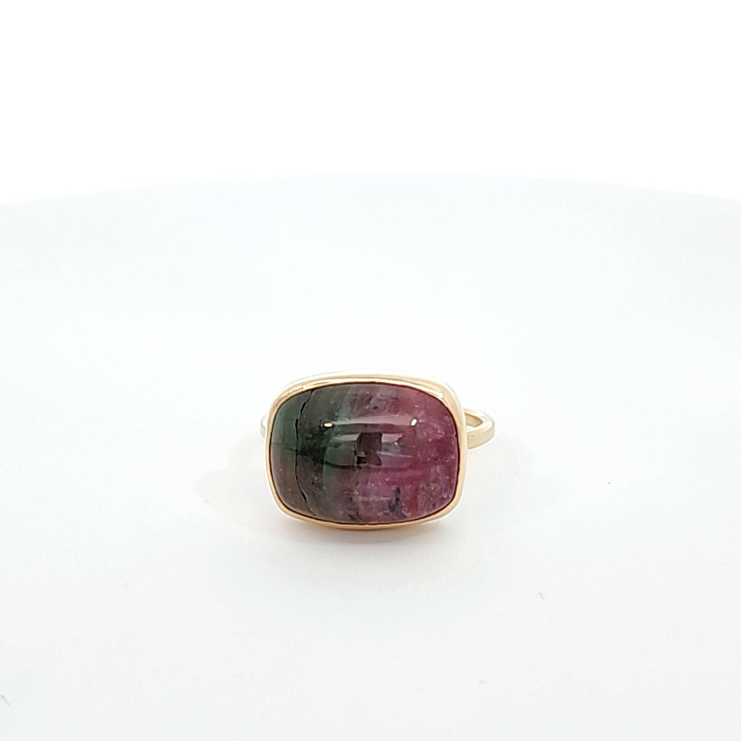 Bicolor Tourmaline Cabochon Ring