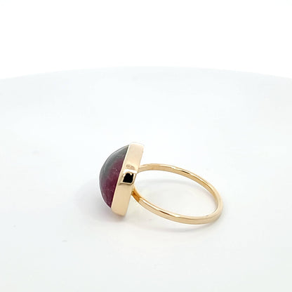 Bicolor Tourmaline Cabochon Ring