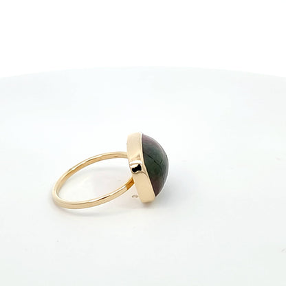 Bicolor Tourmaline Cabochon Ring