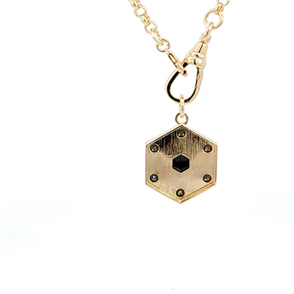 Black Diamonds & Spinel Hexagon Pendant Charm