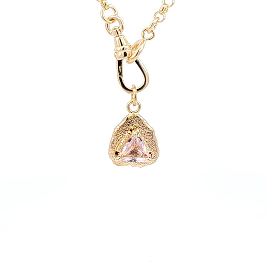 Pink Tourmaline Triangle Pendant Charm