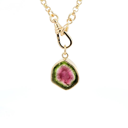 Watermelon Tourmaline Slice Pendant 3