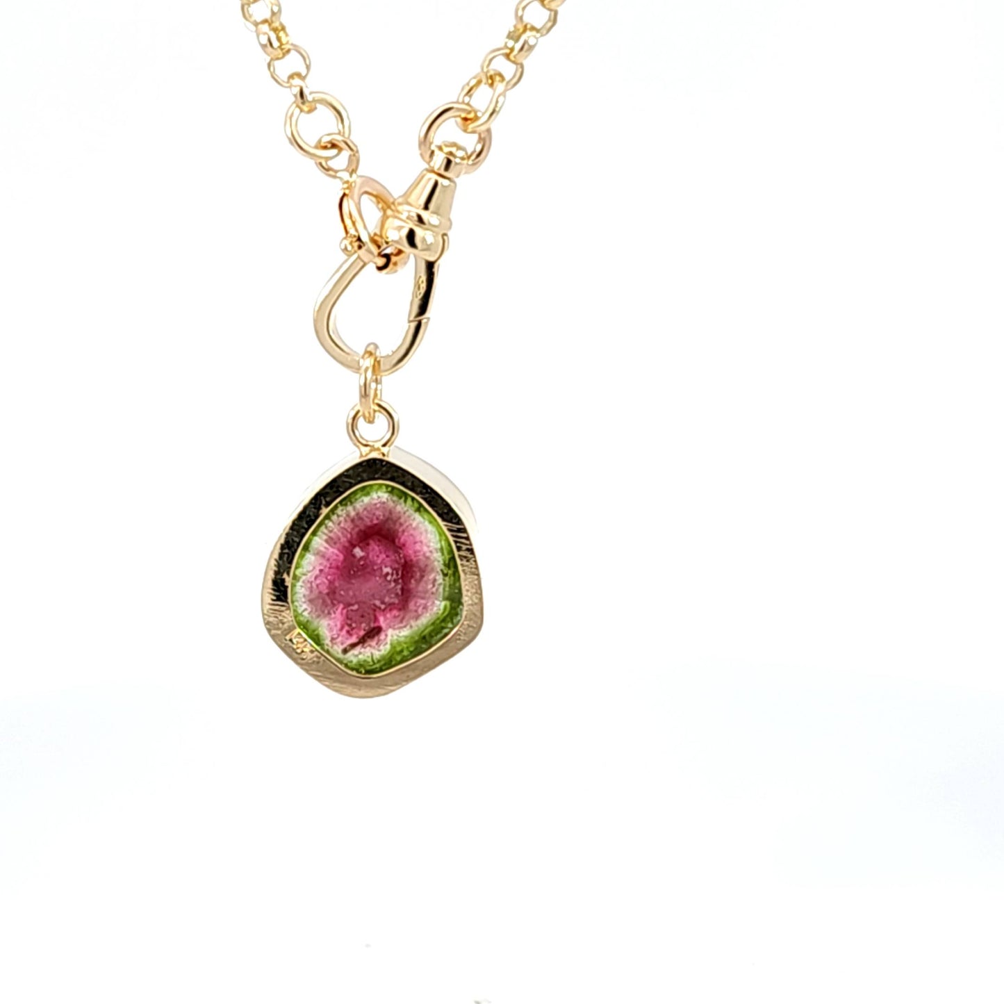 Watermelon Tourmaline Slice Pendant 3