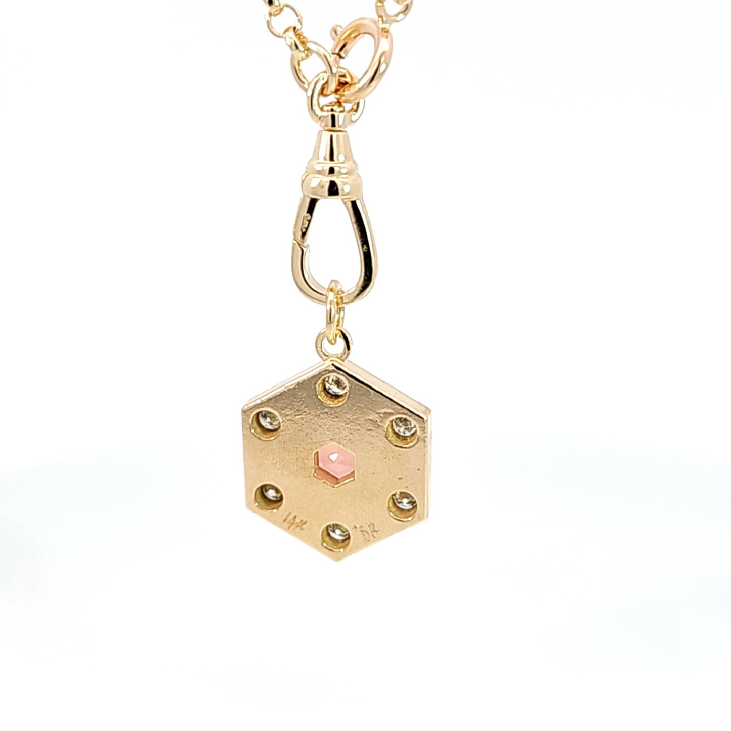 Sunstone & Diamonds Hexagon Pendant