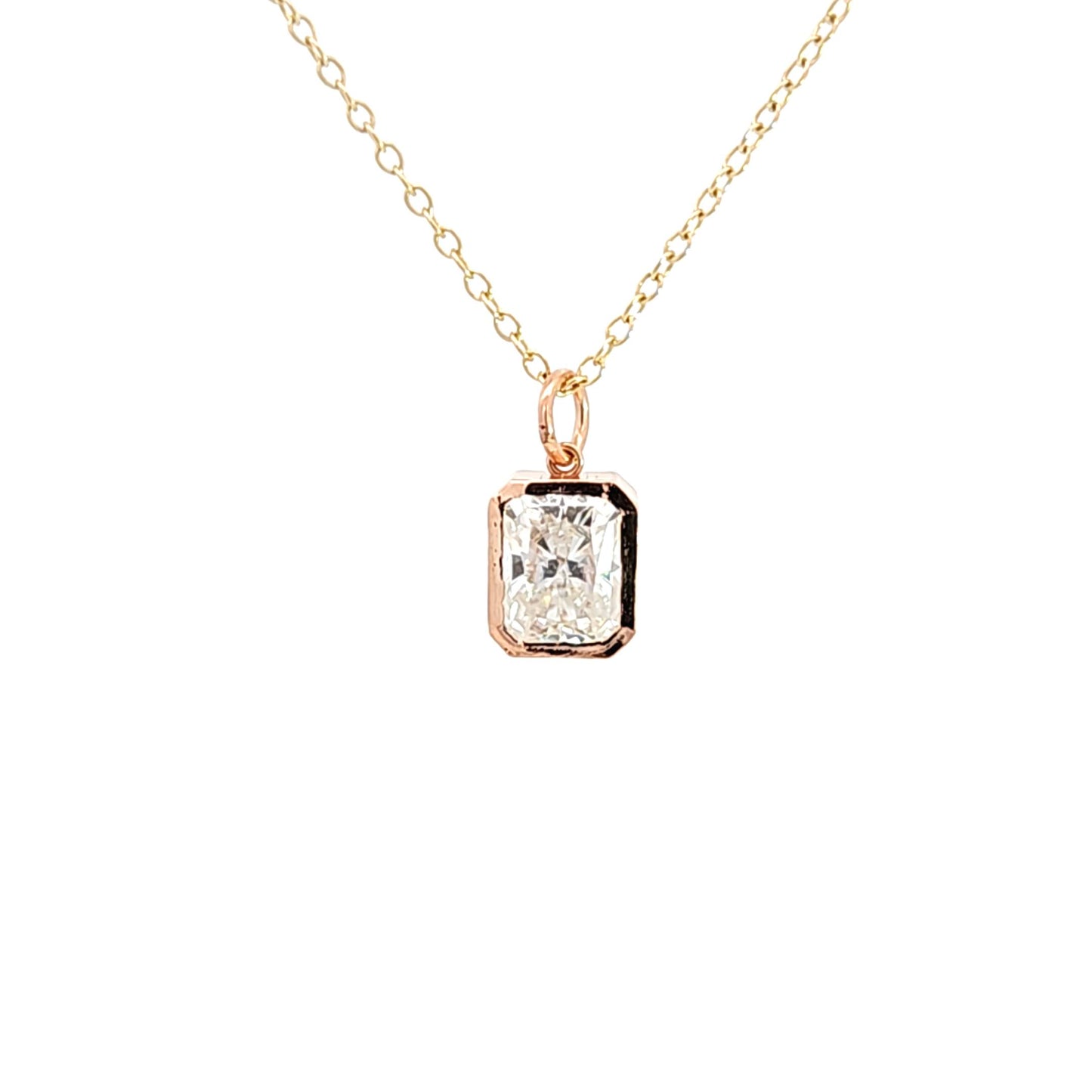 RG Bezel Set Moissanite Pendant