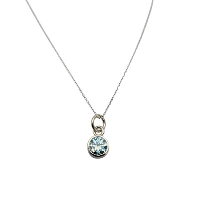 Blue Moissanite Solitaire Pendant Necklace