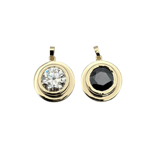 Black or White Moissanite 14k Pendant