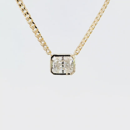 Cuban Chain Necklace With Emerald Cut Stone