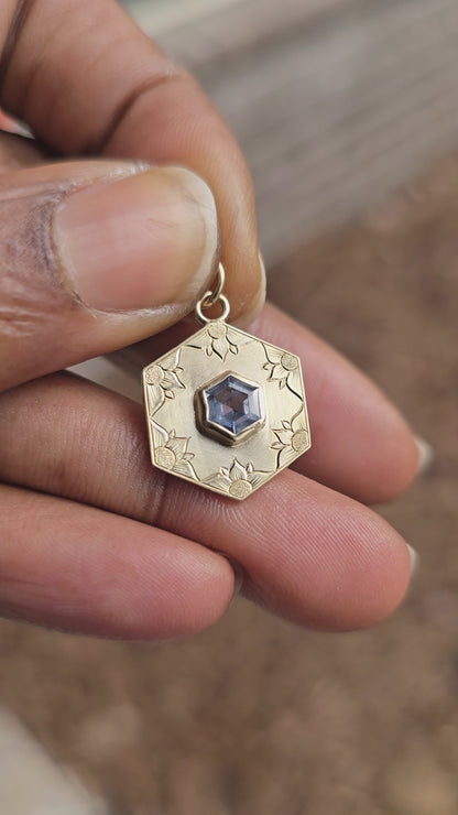 Color Change Sapphire Hexagon Pendant