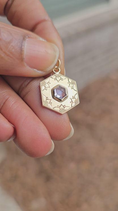 Rose Cut Sapphire Hexagon Pendant