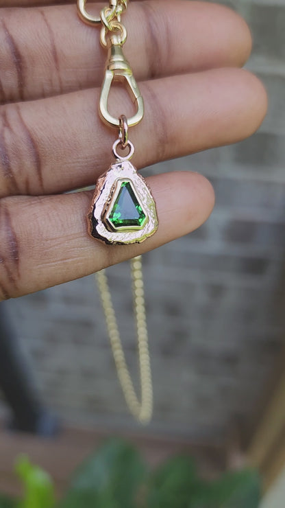 Chrome Tourmaline 2 Tone Triangle Pendant