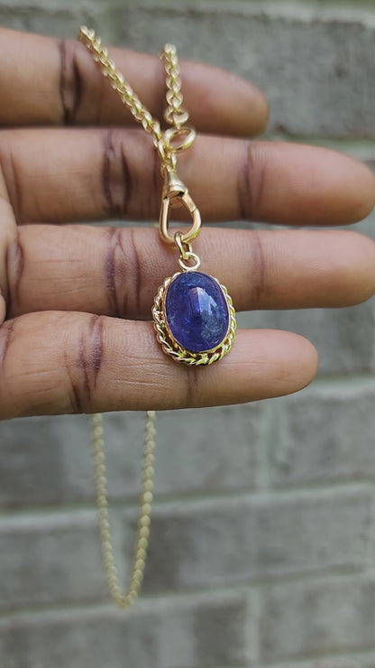 Med Oval Mermaid Tanzanite Cabochon Pendant